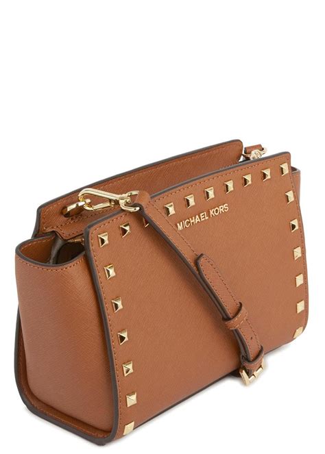 michael kors brown bag with studs|Michael Kors brown crossbody bag.